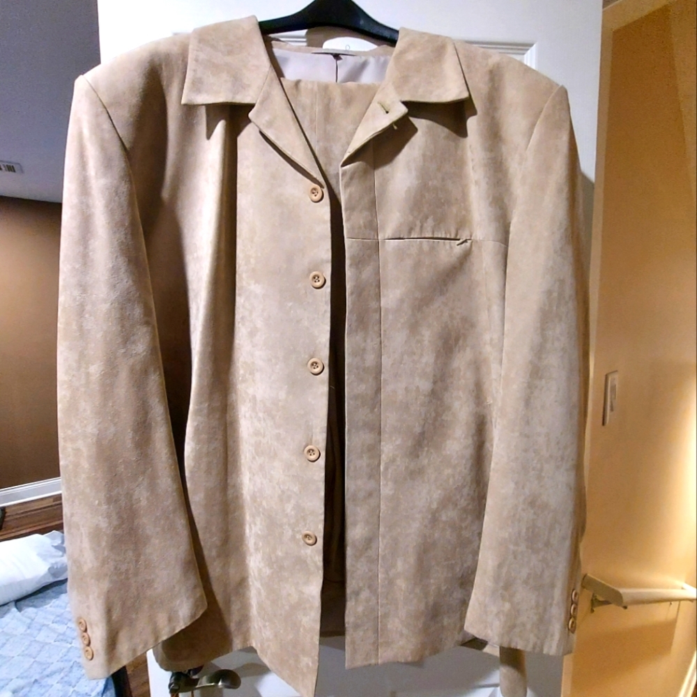 Microsuede 2pc button down suits  NWOT.Avail. in 2 colors GRAY/TAN